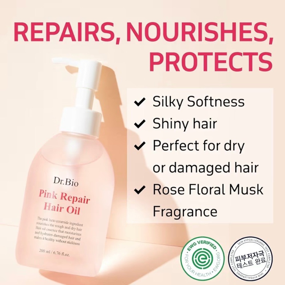 Dr. Bio Pink Repair Hair Oil 6.76oz Probiotic Protein Split End Treatment - Picture 3 of 10